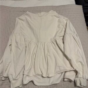 Aerie Cream Peplum Hoodie